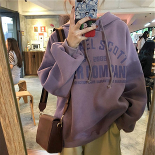 加绒加厚连帽卫衣女宽松韩版秋冬新款女士学生上衣女装潮