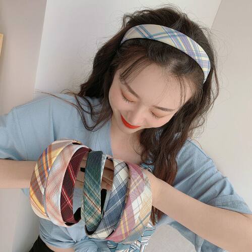 jk少女格子发箍女百搭简约外出发带女韩国夏天气质头箍网红发卡夏