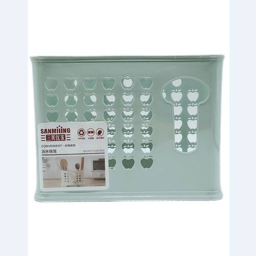 三美优家三格沥水筷笼 1个6506餐具笼/架PP筷具盒塑料多功能筷筒