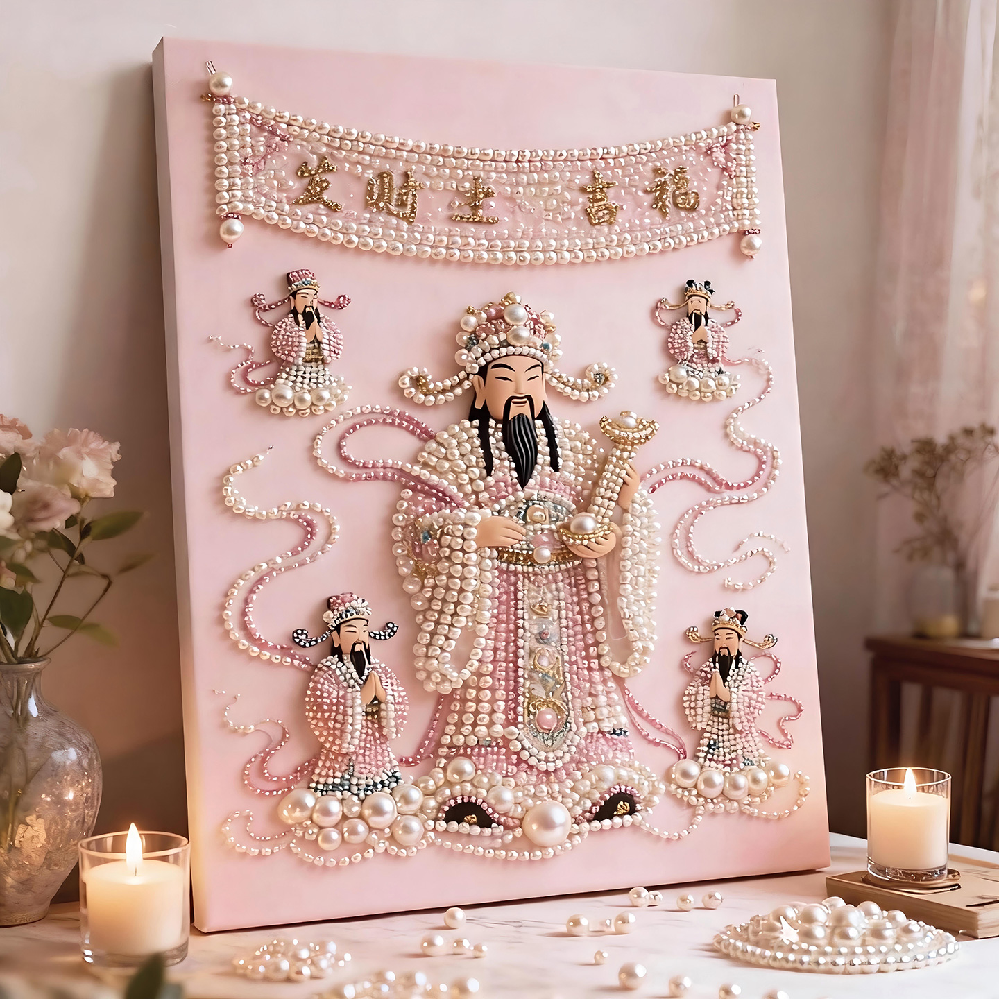 顺风顺水顺财神珍珠画diy材料包