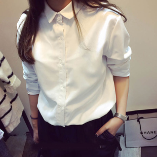 秋冬新款基础白衬衫女长袖chic学院风韩版宽松上衣加绒衬衣学生