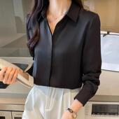 设计感宽松大码 正装 百搭衬衫 显瘦打底衫 春秋季 高级感免烫衬衣韩版