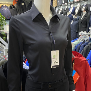 新款 高级感通勤韩系温柔风抗皱衬衣 春秋轻奢黑色V领衬衫 女长袖