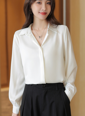 2026年早秋新款白色衬衫女长袖正装白领工作服简约公务员衬衣修身