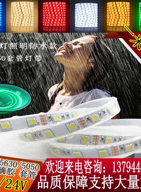 12V/24V LED5630/5050/3528RGB灯带室外户外防雨防水鱼缸套管订做