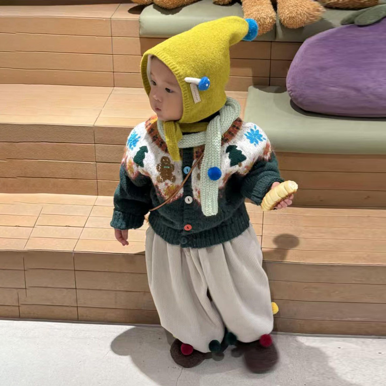 儿童冬复古针织毛衣灯芯绒休闲裤