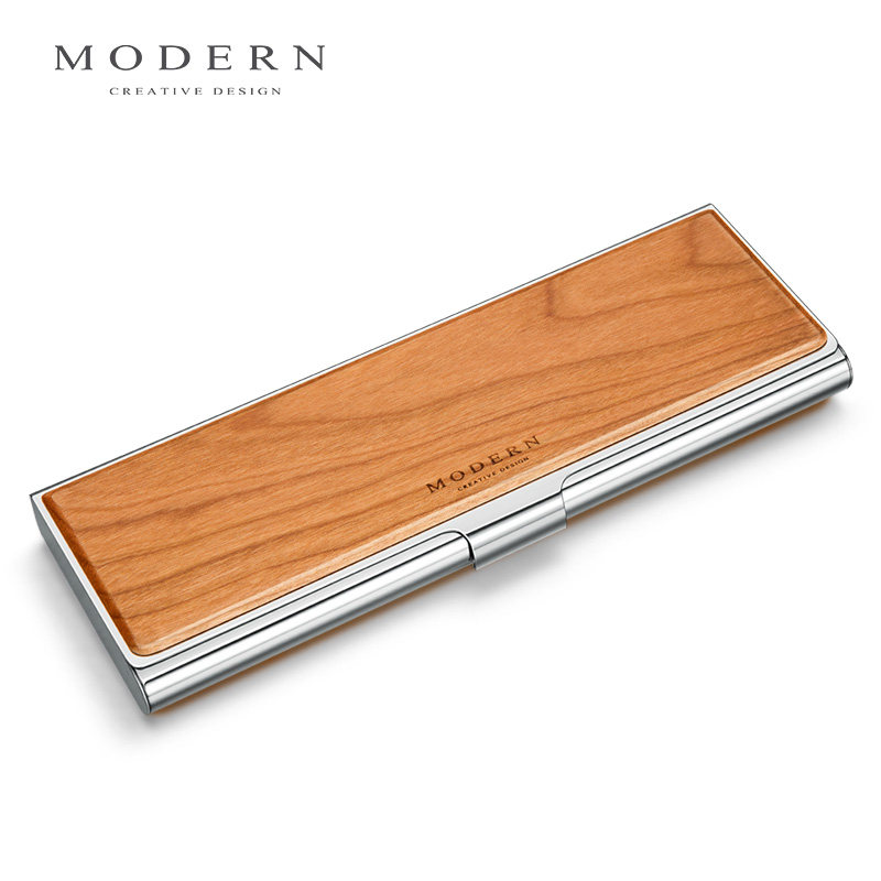 德国MODERN创意笔盒简约男女学生白领高级木制金属笔盒文具盒礼品