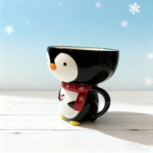 创意企鹅陶瓷马克杯可爱家用宿舍企鹅碗超萌企鹅餐具陶瓷水杯饭碗