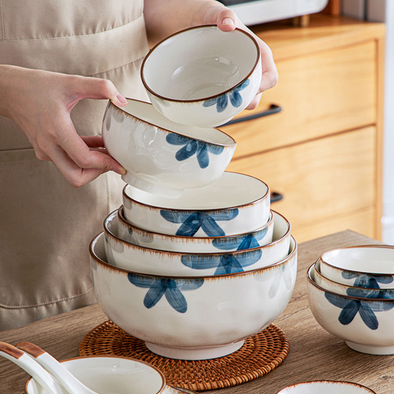 日式陶瓷碗碟套装家用简约乔迁搬家高颜值餐具2022新款拉面碗盘子