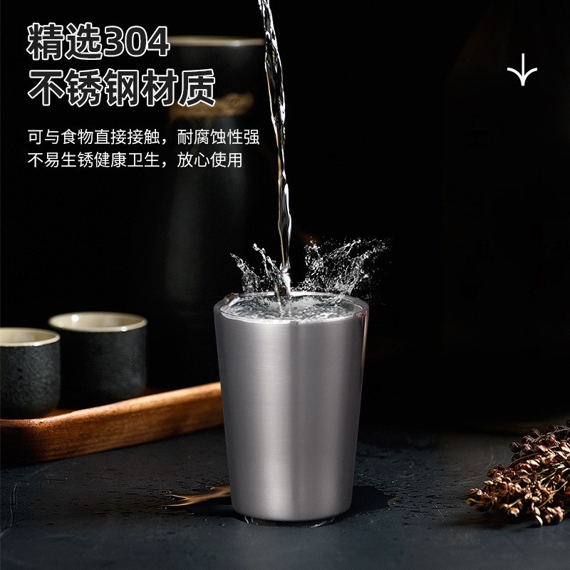 304不锈钢小酒杯家用小号白酒杯小酒盅品酒一口杯防摔金属小杯子