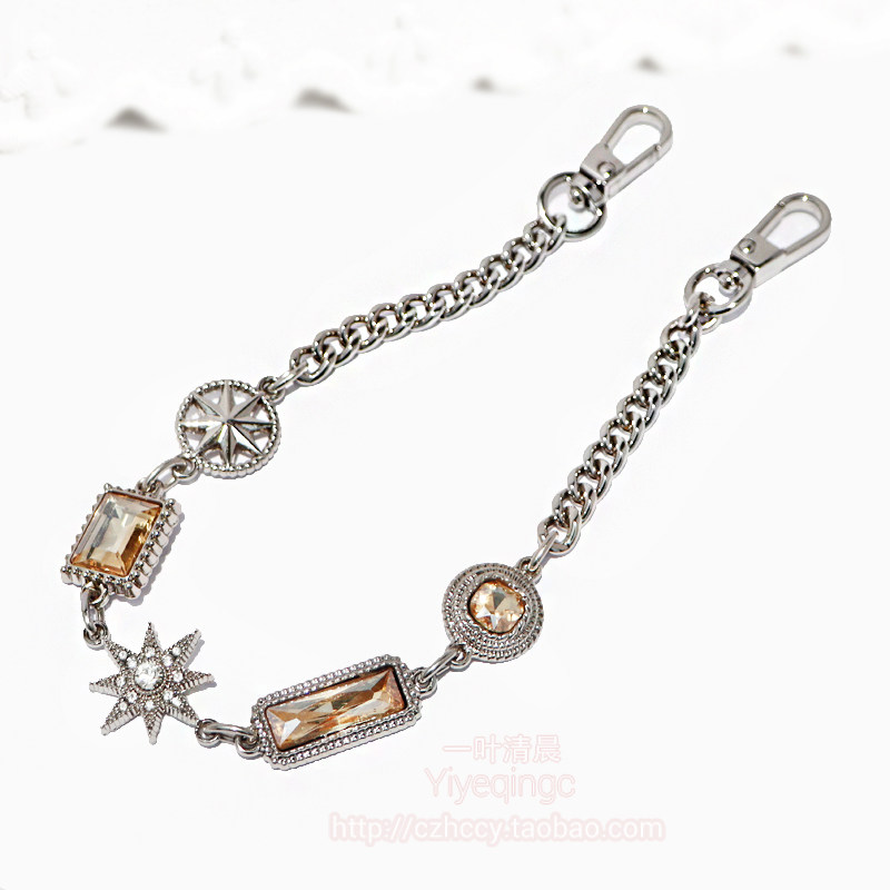 32CM浅金双扣星芒镶钻 手机壳短链挂链包包 女包挂件包包挂饰装饰,饰品/流行首饰/时尚饰品新,链条,淘宝优惠券,粉丝福利购,淘宝优惠卷