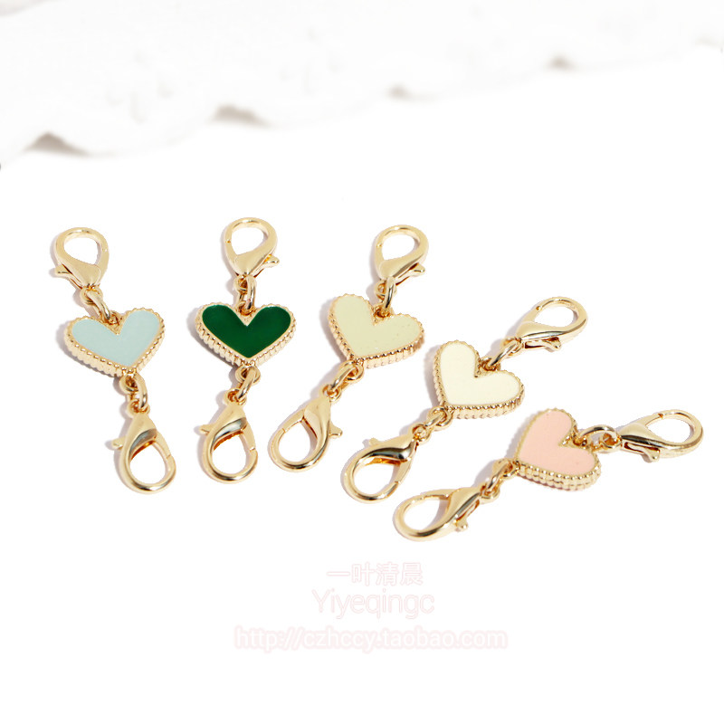 diy配件双扣件龙虾扣双面爱心桃心小扣件皮草挂件小毛球 配饰配件