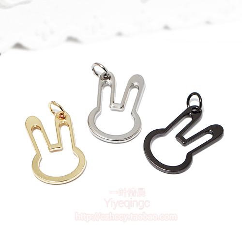 DIY挂件合金金属卡通兔吊饰金属挂饰简约款皮草毛球配饰挂链配件