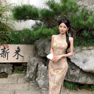 Mimo dk新中式港工无袖国风清冷感旗袍修身显瘦气质连衣裙 蜜花主