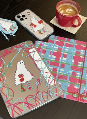 汪三岁原创「幽灵毛毛」磁吸拆分iPad平板套亚克力保护壳防弯横竖折防磕碰Air7ipad11air13寸mini7新款2025