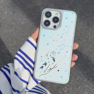 汪三岁「飞鸟集」适用苹果银边镜面手机壳碳纤维防弯iPhone17air/16pro/15promax