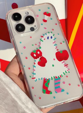 汪三岁原创「幽灵毛毛」高透亚克力iphone16pro手机壳亚克力背板保护壳防摔megsafe磁吸手机壳苹果pro/max