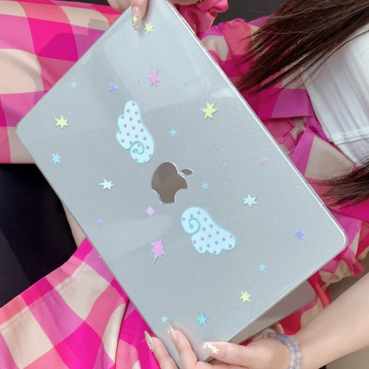 汪三岁「小翅膀」韩风细闪镭射MacBook保护壳苹果笔记本2025款M4pro14寸16寸air13寸M1/M2/M3保护套配件