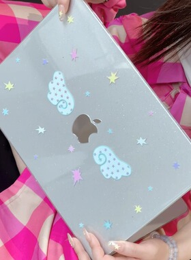 汪三岁「小翅膀」韩风细闪镭射MacBook保护壳苹果笔记本2025款M4pro14寸16寸air13寸M1/M2/M3保护套配件