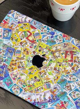 汪三岁「米奇邮票」中古邮票MacBook保护壳苹果笔记本M42024款pro/airM1M2M3水晶透明壳15寸13寸14寸迪斯尼