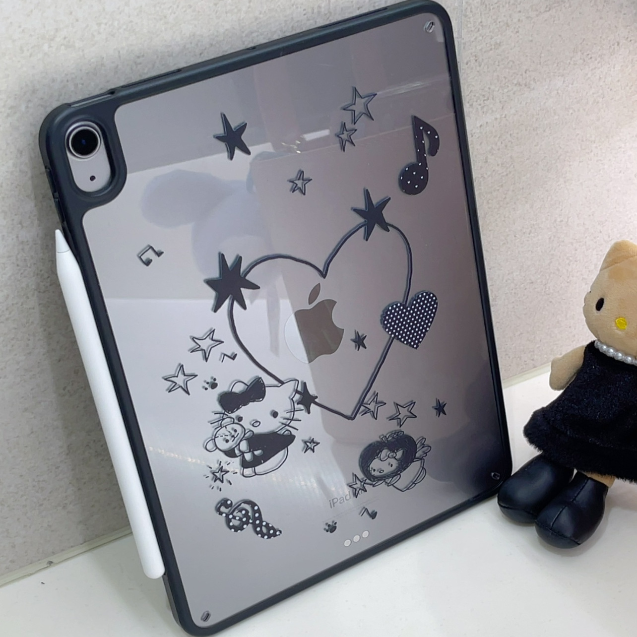 适合粉色平板的黑皮kitty本命壳