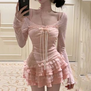人间水蜜桃 小众设计感纯欲风甜辣显瘦开衫 连衣裙氛围感套装