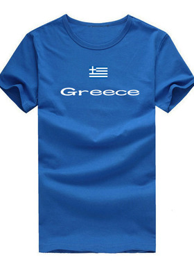 希腊国旗T恤 Greece蓝色短袖亲子文化衫 儿童男女时尚休闲可定制