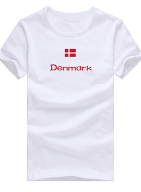 丹麦国旗T恤 Denmark白色短袖亲子文化衫 儿童男女多色 可定制