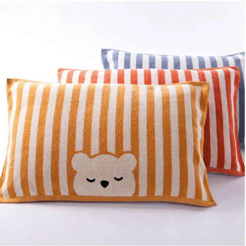 金号正品 纯棉加厚枕巾一对 两条装 情侣卡通小熊 柔软舒适 包邮