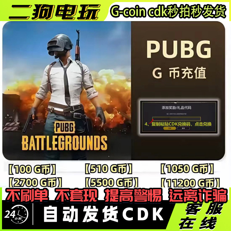 绝地求生PUBGG币cdk兑换激活码吃鸡游戏币端游金币点卷g币 