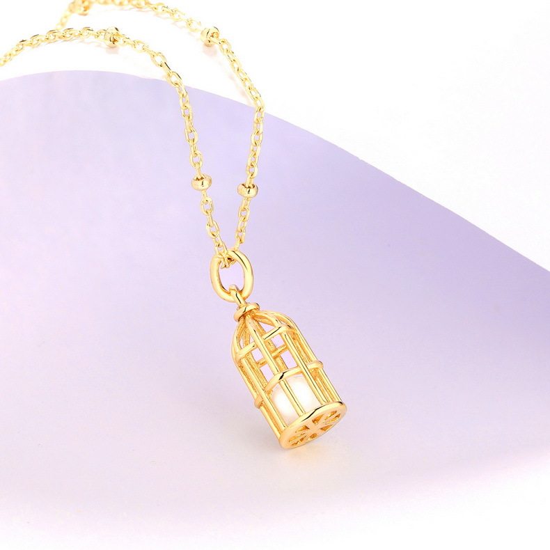 S925纯银项链女款18K黄金白玛瑙吊坠彩银锁骨链简约日韩学生饰品|msdalam kategori Aksesori/Barang Kemas Fesyen, kalung - dari Buy2taobao.com untuk memberikan perkhidmatan ejen Taobao profesional membeli