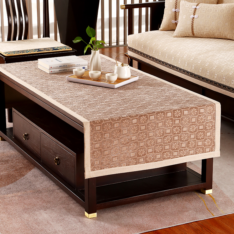 茶几桌布布艺新中式客厅茶几布中式电视柜台布高级感家用茶桌垫布