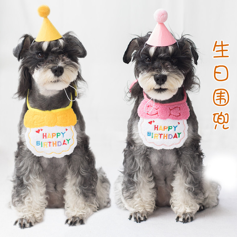 狗狗生日帽子宠物雪纳瑞比熊派对生日围兜围脖口水巾围巾拍照道具