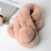 真獭兔毛围巾围脖冬季 保暖男女百搭三管大球皮草围脖脖套加厚披肩