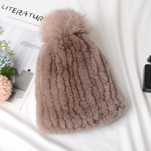 獭兔毛秋冬季双面弹力皮草帽子