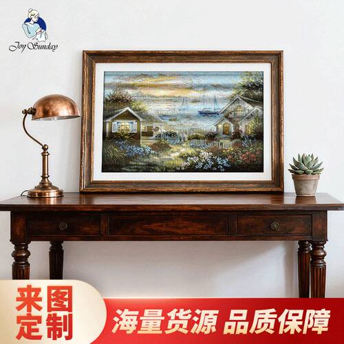 布艺宁静加盟挂画海滨十字绣客厅