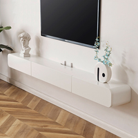 现代简约小户型客厅白色奶油风壁挂式悬空实木电视柜悬浮窄款定制