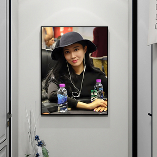 谭轩德州扑克明星棋牌室装饰画背景墙壁画赌场休闲会所挂画可定做