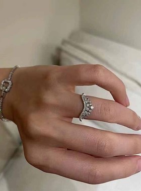 简约韩国皇冠指环开口女法式轻奢高级感精致网红甜美礼物手饰配饰