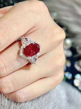 高级感红宝石戒指轻奢百搭