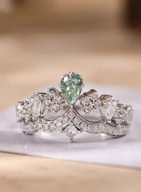 彩宝宝石高级感浅绿宝石戒指女开口ins轻奢气质百搭高贵调节指环