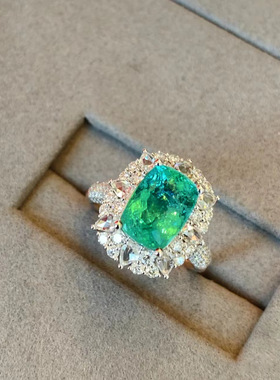 彩宝祖母绿戒指ins欧美女