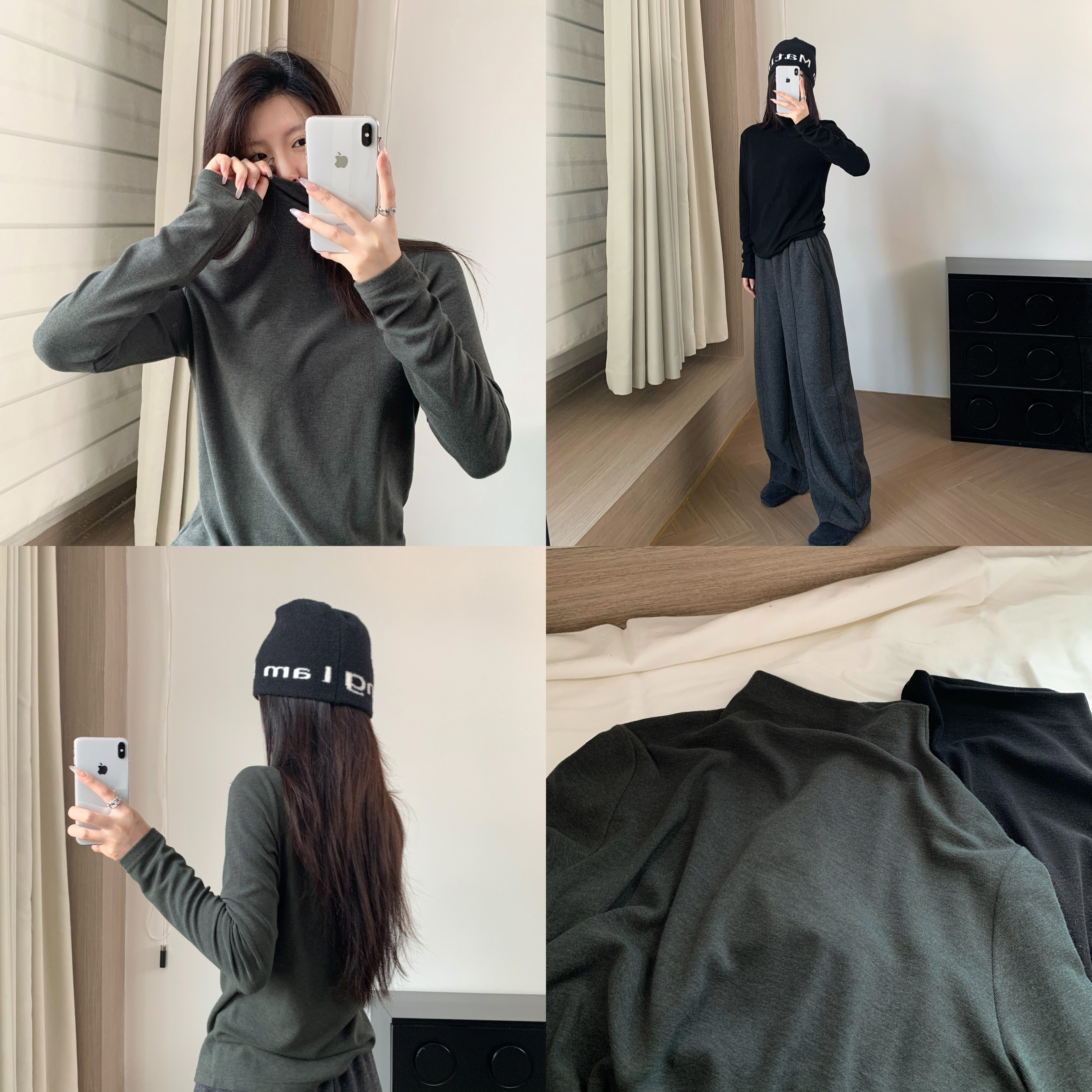 百搭半高领长袖T恤打底衫