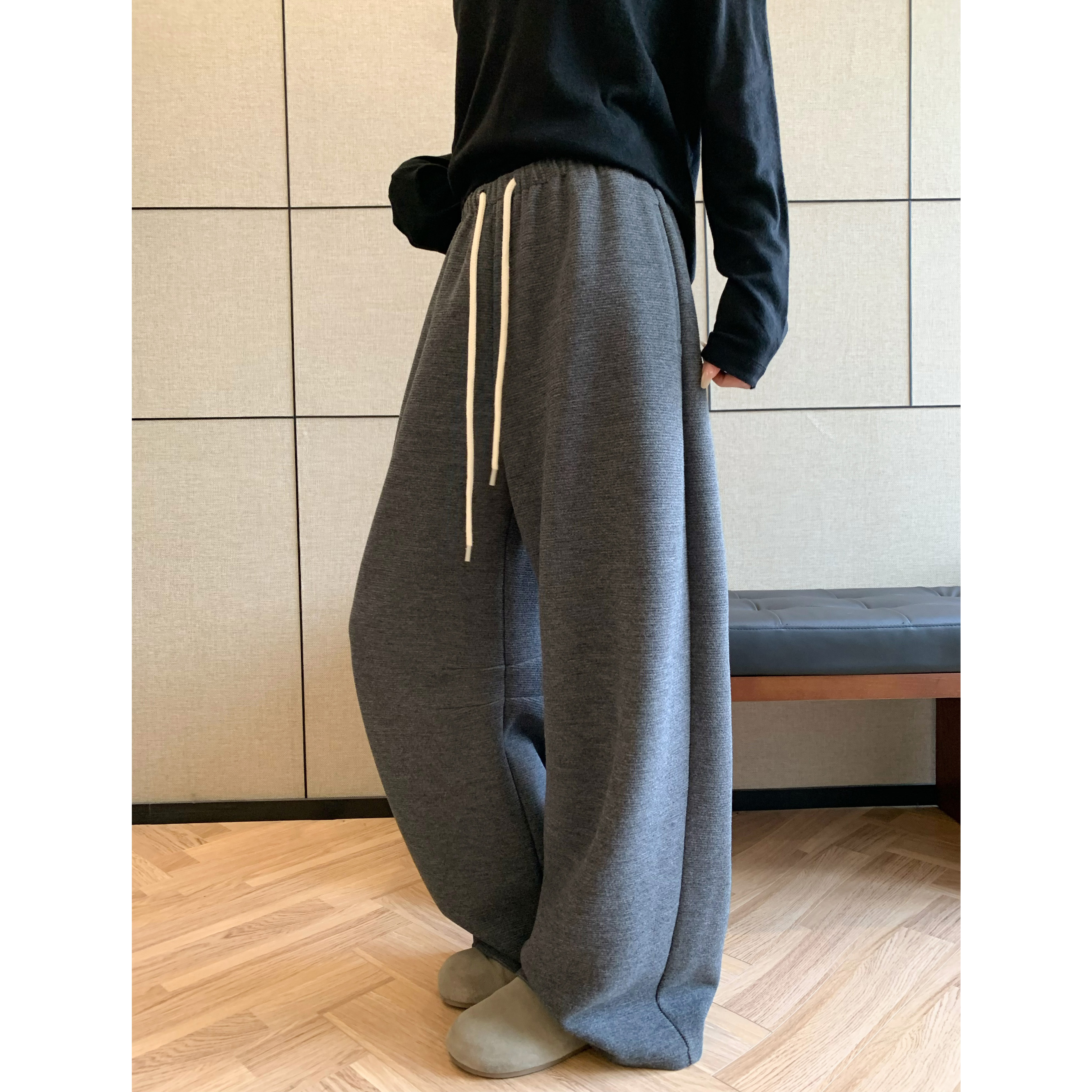 垂感直筒加厚休闲拖地裤