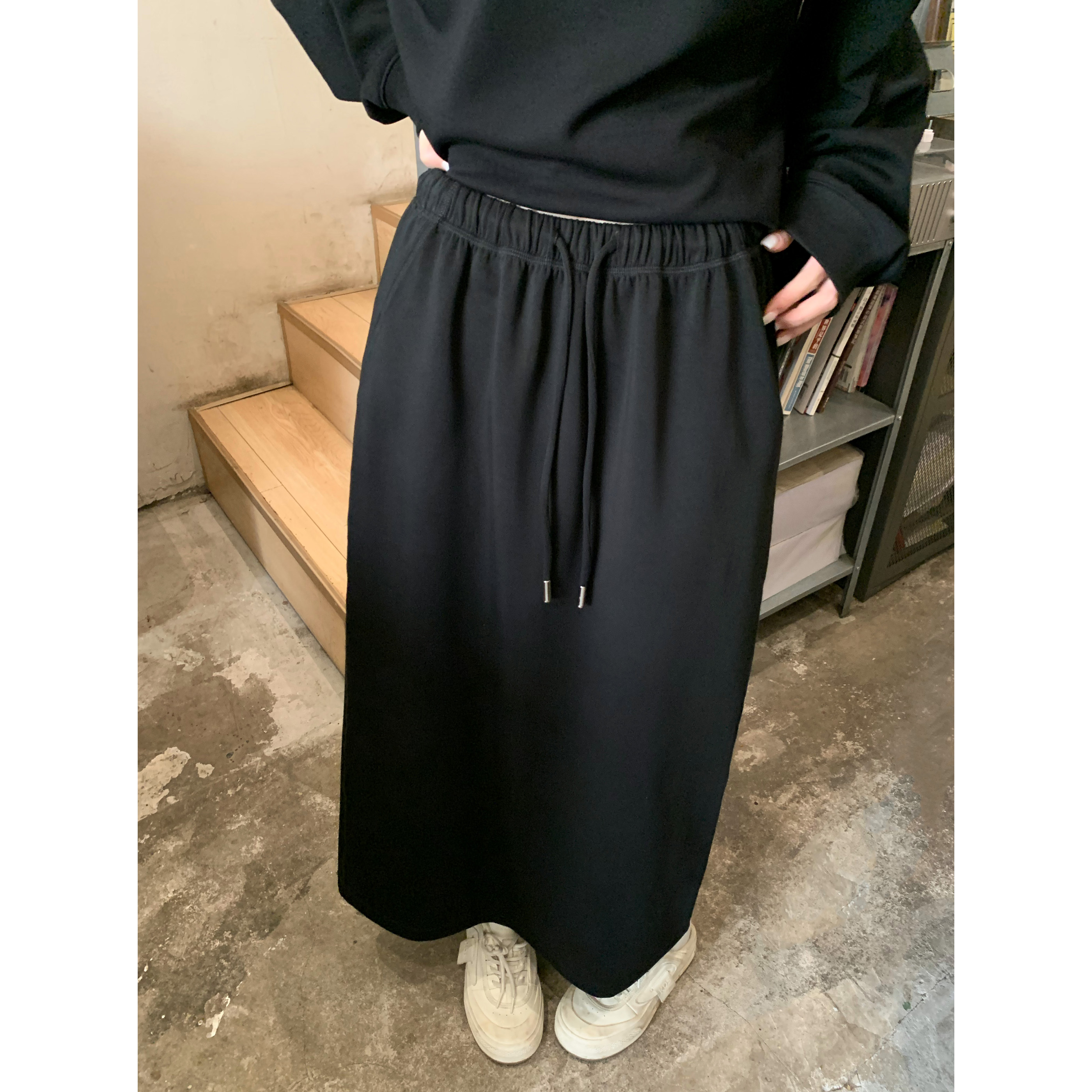 HVIVI 休闲莱赛尔卫裙秋松紧腰垂感百搭显瘦运动抽绳中长款半身裙