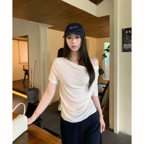 莱赛尔+亚麻春休闲舒适荡领气质T