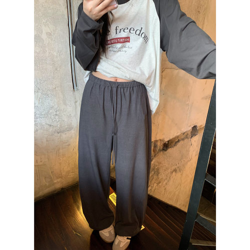 宽松休闲弯刀西装阔腿裤