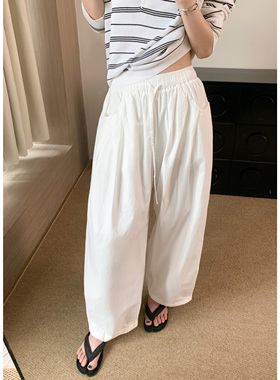 HVIVI 压褶抽绳宽松气球裤女夏季设计感遮胯藏肉显瘦阔腿休闲裤