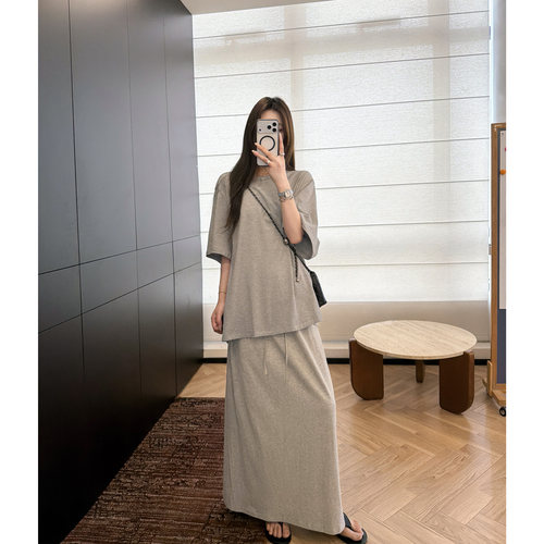 棉半身裙女抽身设计系带裙子