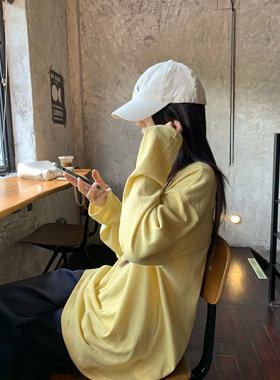 HVIVI 雪花棉贴标圆领长袖T恤宽松休闲百搭打底衫别致早秋上衣